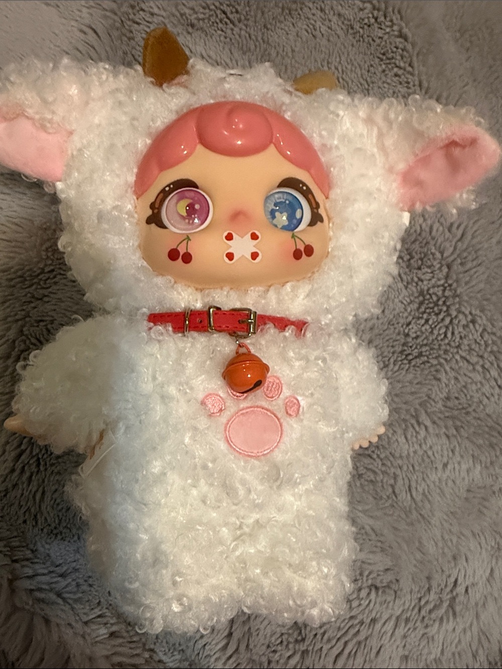 Cute White Lamb Plush Doll with Pink Details 400%